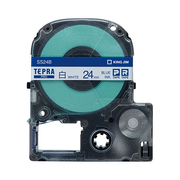 （まとめ） キングジム テプラ PRO テープカートリッジ 24mm 白／青文字 SS24B 1個 【×4セット】 送料無料