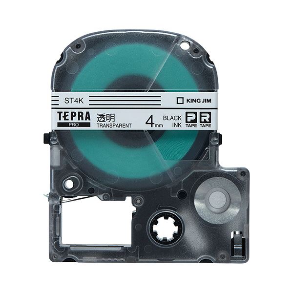 （まとめ） キングジム テプラ PRO テープカートリッジ 4mm 透明／黒文字 ST4K 1個 【×5セット】 送料無料