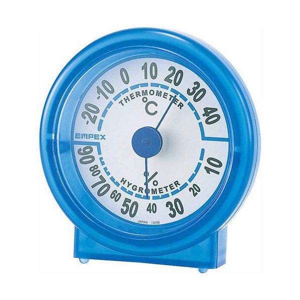 (まとめ)EMPEX 温度・湿度計 シュクレ温度・湿度計 TM-5526 クリアブルー【×5セット】 青 送料無料