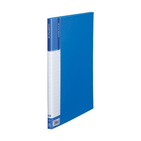 （まとめ） TANOSEE クリヤーファイル（台紙入） A4タテ 20ポケット 背幅14mm ブルー 1セット（10冊） 【×2セット】 青 送料無料