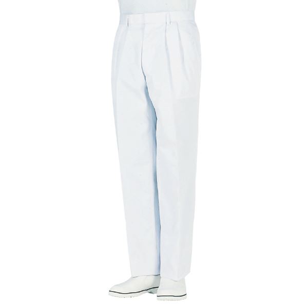 workfriend 男子ツータック白パンツ SKH433 ウエスト100cm 快適な動きとゆとりを備えた調理用ホワイトパンツ 仕事仲間となる男性のための