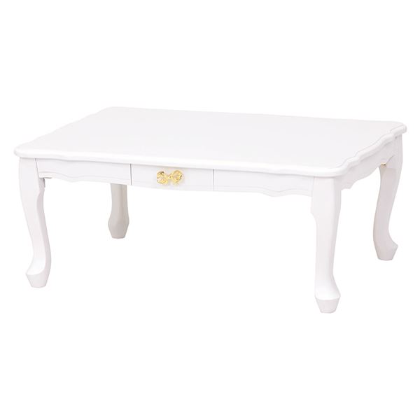 折りたたみテーブル ローテーブル 机 低い ロータイプ センターテーブル 約幅80cm 長方形 ホワイト 猫脚 姫系 引き出し付き リビング ダ