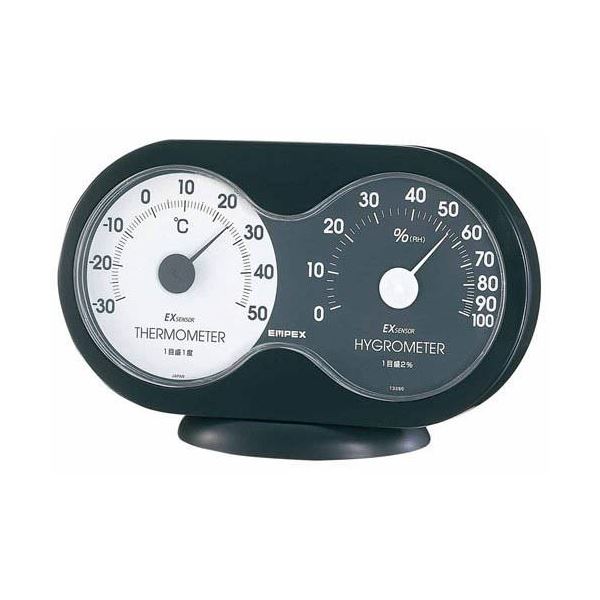 (まとめ)EMPEX 温度・湿度計 アキュート 温度・湿度計 卓上用 TM-2782 ブラック×ホワイト【×5セット】 白 黒 送料無料