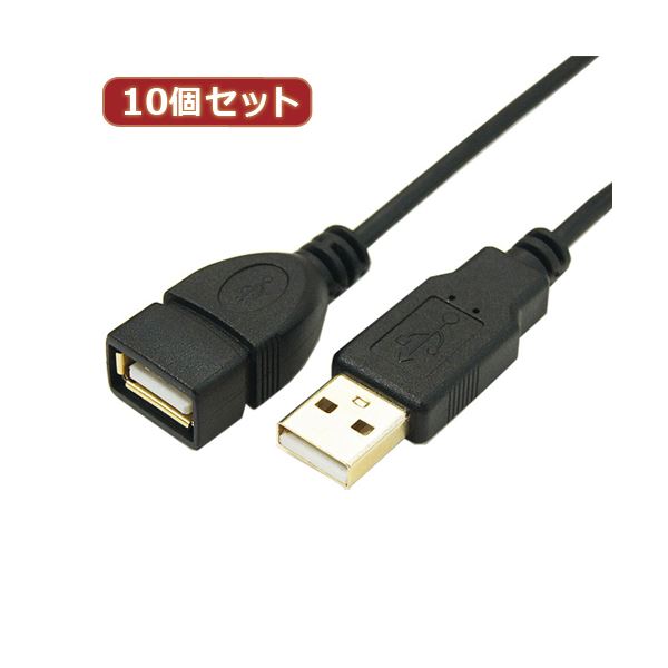 変換名人 10個セット 極細USBケーブル 配線 Aオス-Aメス 1.8m USB2A-AB／CA180X10 送料無料