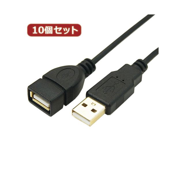 変換名人 10個セット 極細USBケーブル 配線 Aオス-Aメス 3m USB2A-AB／CA300X10 送料無料