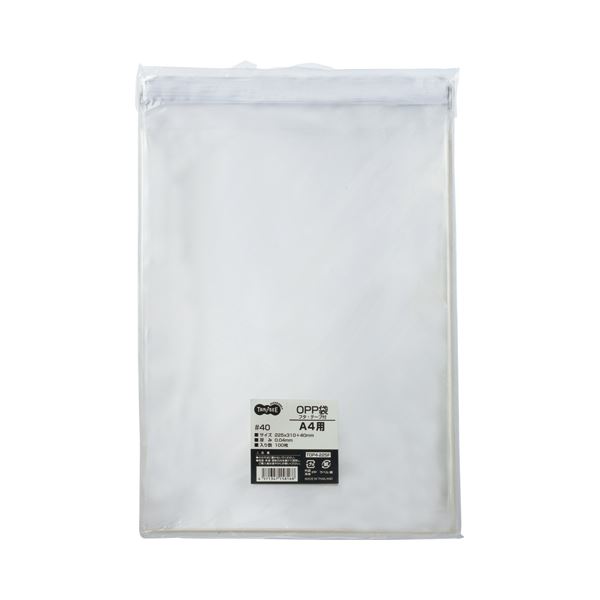 ノート・ふせん・紙製品 封筒 フィルム封筒（まとめ） TANOSEE OPP袋 フタ・テープ付 A4用 225×310+40mm 1セット（500枚：100枚×5パック） 【×2セット】◇関連： 生活