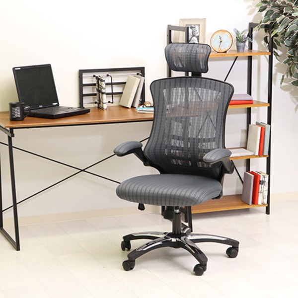 オフィス 事務用 チェア (イス 椅子) デスク (テーブル 机) チェア 約幅66cm グレー ハイバック 高い背もたれ 肘掛け キャスター付 移動