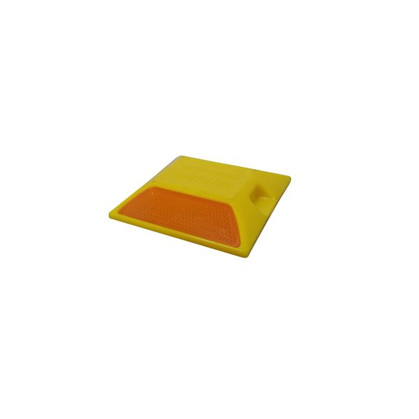 【10枚セット】 道路縁石鋲/セーフレーン 【黄色】 100×100×20ｍｍ 本体部：ABS樹脂製 簡単施工 貼り付け簡単 安全確保に最適な道路縁