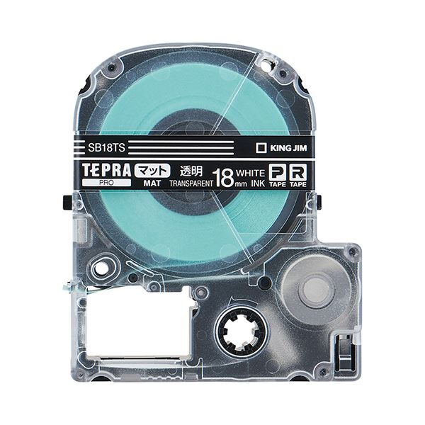 （まとめ） キングジム テプラ PRO テープカートリッジ マットラベル 18mm 透明／白文字 SB18TS 1個 【×4セット】 送料無料