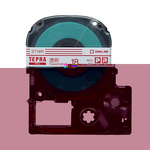 （まとめ） キングジム テプラ PRO テープカートリッジ 18mm 透明／赤文字 ST18R 1個 【×4セット】 送料無料