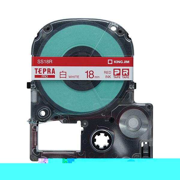 （まとめ） キングジム テプラ PRO テープカートリッジ 18mm 白／赤文字 SS18R 1個 【×4セット】 送料無料