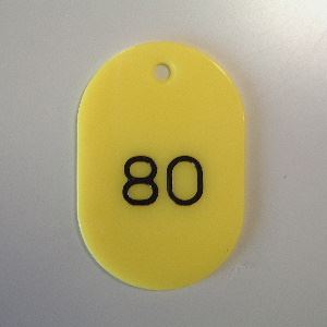 （まとめ） 番号札 小判型・スチロール製 番号入（連番） CR-BG31-Y 黄 入 【×2セット】 連番入り 小判型スチロール番号札 鮮やかな黄色