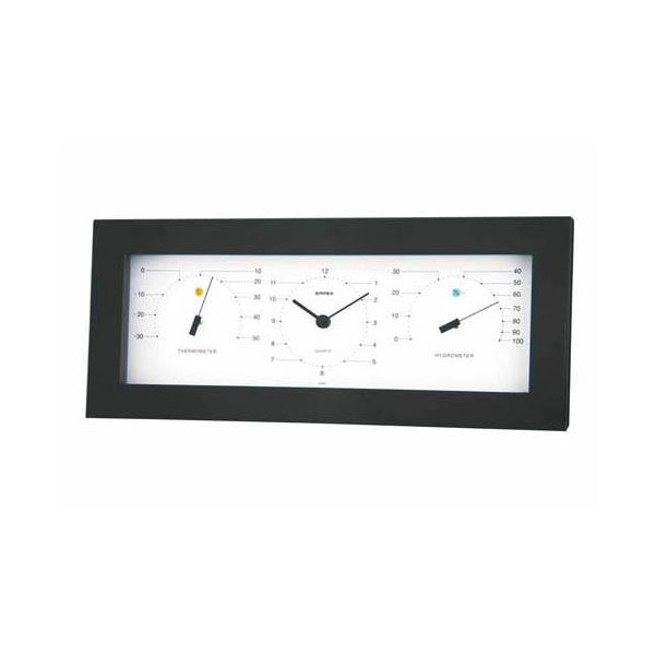 (まとめ)EMPEX置き掛け兼用 MONO 温度計・時計・湿度計 MN-4841 ホワイト【×2セット】 白 送料無料