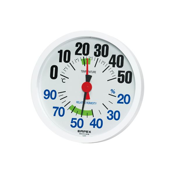 (まとめ)EMPEX 温湿度計 LUCIDO ルシード 大きな文字で見やすい温湿度計 壁掛け用 TM-2671 ホワイト【×3セット】 白 送料無料