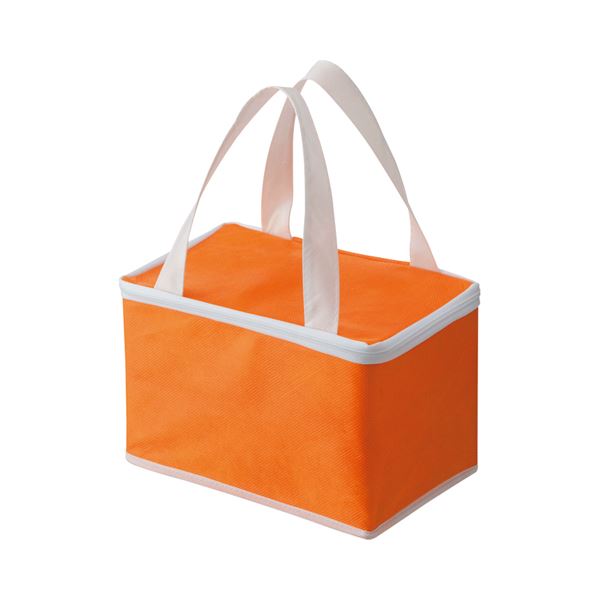 （まとめ） TANOSEE 不織布保冷バッグ ヨコ215×タテ145×マチ幅140mm オレンジ 1パック（5枚） 【×2セット】 送料無料
