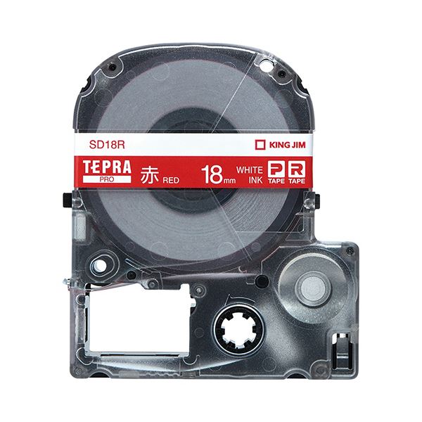 （まとめ） キングジム テプラ PRO テープカートリッジ ビビッド 18mm 赤／白文字 SD18R 1個 【×4セット】 送料無料