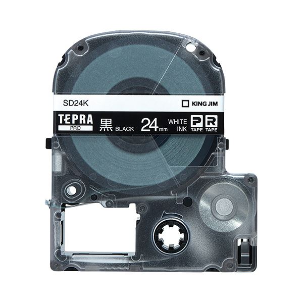 （まとめ） キングジム テプラ PRO テープカートリッジ ビビッド 24mm 黒／白文字 SD24K 1個 【×4セット】 送料無料