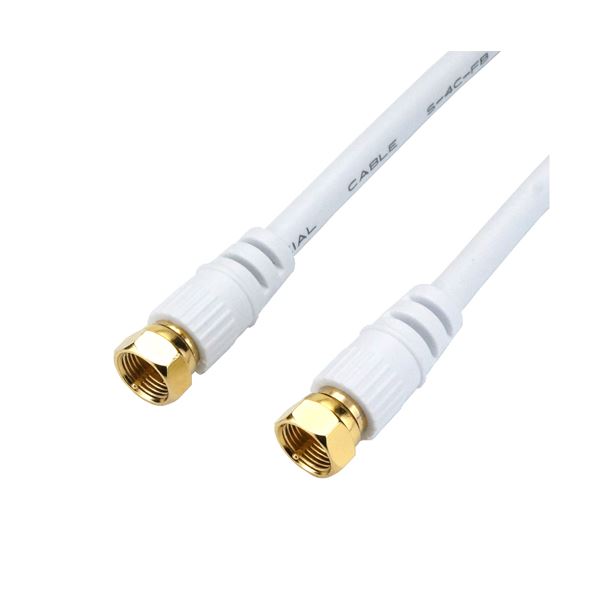 （まとめ）HORIC アンテナケーブル 配線 2m ホワイト 両側F型ネジ式コネクタ ストレート/ストレートタイプ HAT20-915SS【×5セット】 白