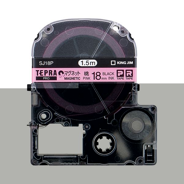 （まとめ） キングジム テプラ PRO テープカートリッジ マグネットテープ 18mm ピンク／黒文字 SJ18P 1個 【×3セット】 送料無料