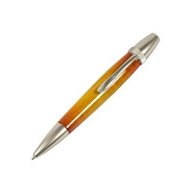 キャンディカラー ボールペン/文房具 【Yellow カーリーメイプル】 パーカータイプ 芯：0.7mm 日本製 国産 文具 『Air Brush Wood Pen』