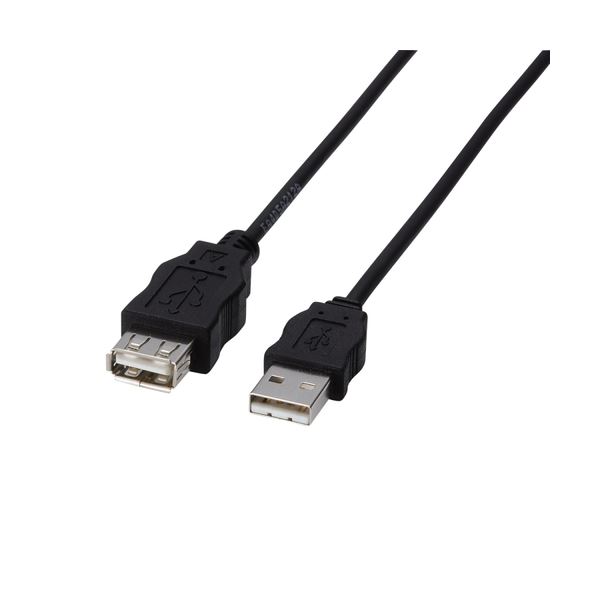 （まとめ） EU RoHS指令準拠環境対応USB準拠延長ケーブル 配線 簡易包装 (A)オス-(A)メス ブラック 1.5m USB-ECOEA151本【×5セット】 黒