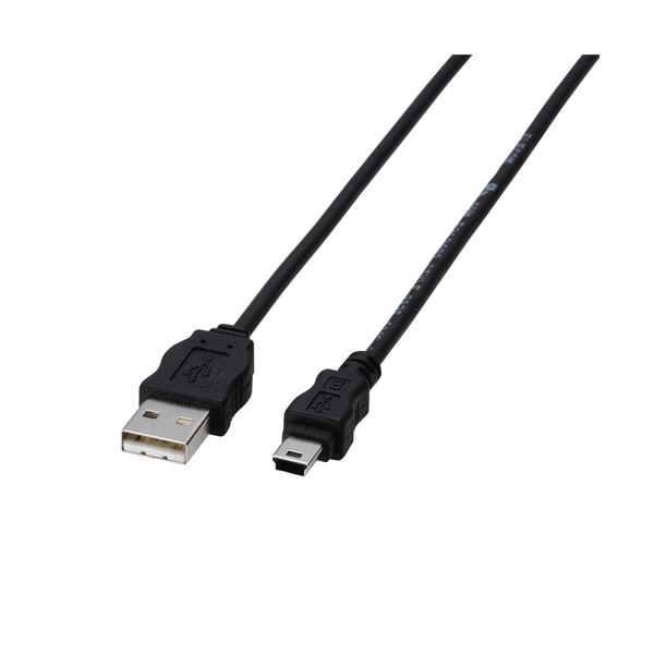 （まとめ） EU RoHS指令準拠環境対応USB準拠ケーブル 配線 簡易包装 (A)オス-mini(B)オス ブラック 3.0m USB-ECOM5301本【×5セット】 黒