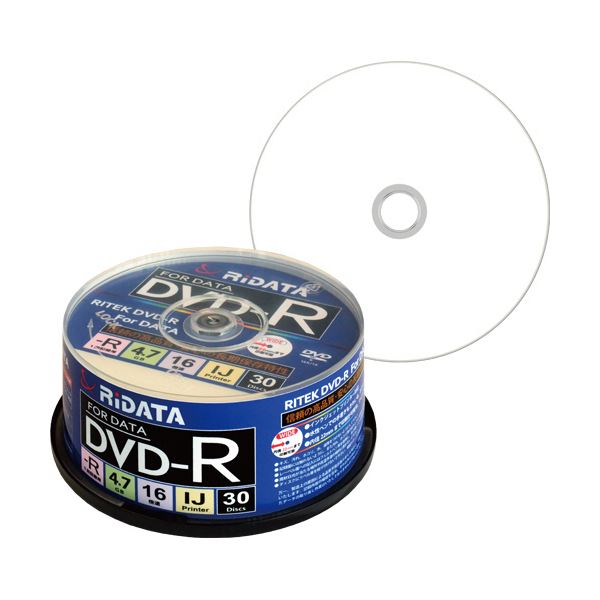 （まとめ）RiDATA データ用DVD-R4.7GB 1-16倍速 ホワイトワイドプリンタブル スピンドルケース D-R16X47G.PW30SP B1パック(30枚) 【×5セ