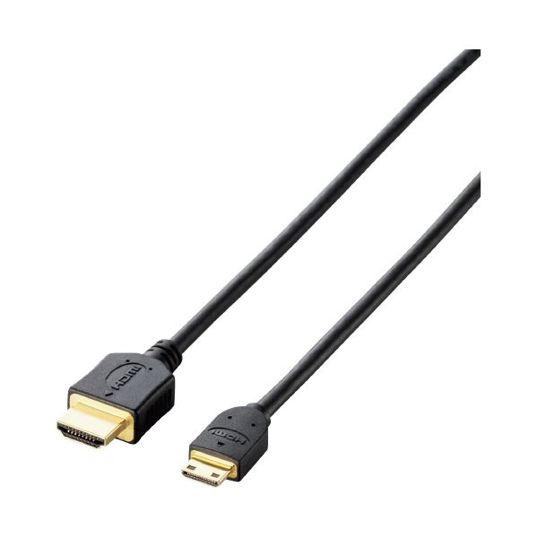 HDMI-miniHDMIケーブル 配線 1.5m ブラック DH-HD14EM15BK 黒 ブラックカラーの1.5m長のHDMI-miniHDMIケーブル、映像と音声を高品質に伝