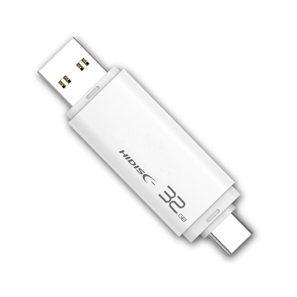 (まとめ) HIDISC USBメモリー Type-C/A 32GB ホワイト HDUF134C32G3C 【×5セット】 白 送料無料