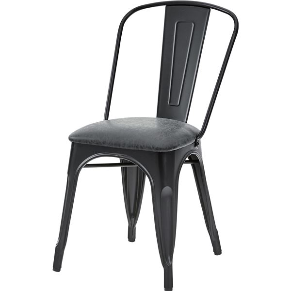パーソナルチェア (イス 椅子) リビングチェア リビング用 応接チェア イス 椅子 約幅44cm ブラック 金属 スチール ソフトレザー 完成品