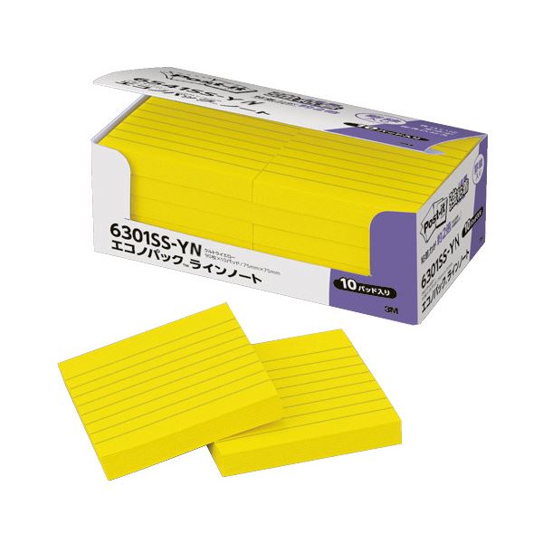 （まとめ） スリーエムジャパン Post-it 強粘着ノート ビビットイエロー 6301SS-YN 【×2セット】 黄 鮮やかな黄色が目を引く 強力粘着で