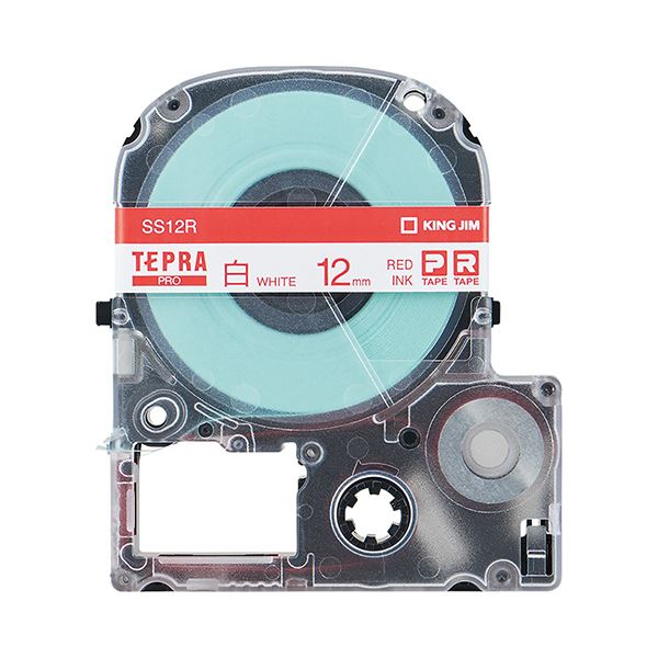 (まとめ) キングジム テプラ PRO テープカートリッジ 12mm 白／赤文字 SS12R 1個 【×10セット】 送料無料