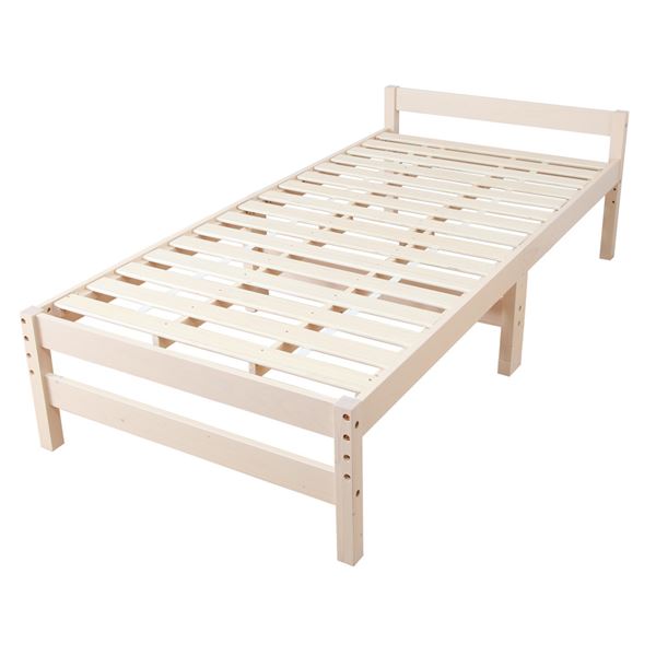 単品 天然木 すのこベッド シングル (フレームのみ) ホワイト 幅98cm 高さ調節可 ベッドフレーム 寝具 【組立品】 送料無料