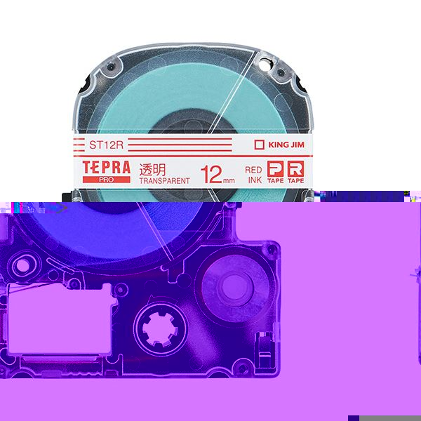 (まとめ) キングジム テプラ PRO テープカートリッジ 12mm 透明／赤文字 ST12R 1個 【×10セット】 送料無料