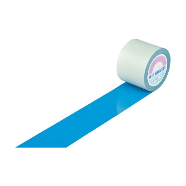 日本緑十字社 ガードテープ(ラインテープ) 青 100mm幅×100m 屋内用 148136 1巻 簡単設置できるはく離紙付きのラインテープ 屋内用、100m