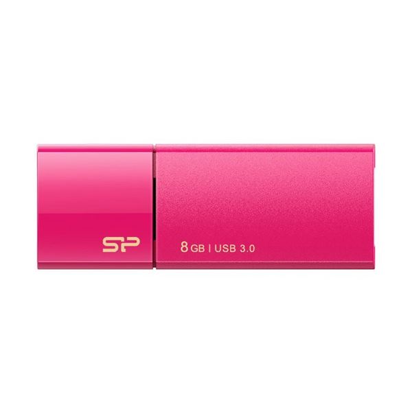 （まとめ）シリコンパワー USB3.0スライド式フラッシュメモリ 8GB ピンク SP008GBUF3B05V1H 1個【×3セット】 収納可能なスライド筺体で