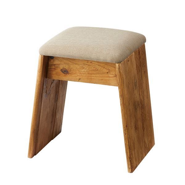 スツール イス バーチェア 椅子 カウンターチェア オットマン 足置き 幅40cm ベージュ 軽量 木製 パイン古材 ファブリック 完成品 リビン