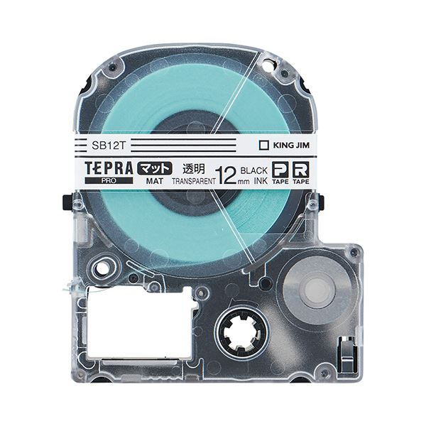 (まとめ) キングジム テプラ PRO テープカートリッジ マットラベル 12mm 透明／黒文字 SB12T 1個 【×10セット】 送料無料