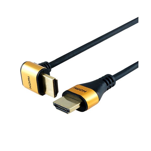 (まとめ) ホーリック HDMIケーブル 配線 L型90度 1m ゴールド HL10-565GD 【×2セット】