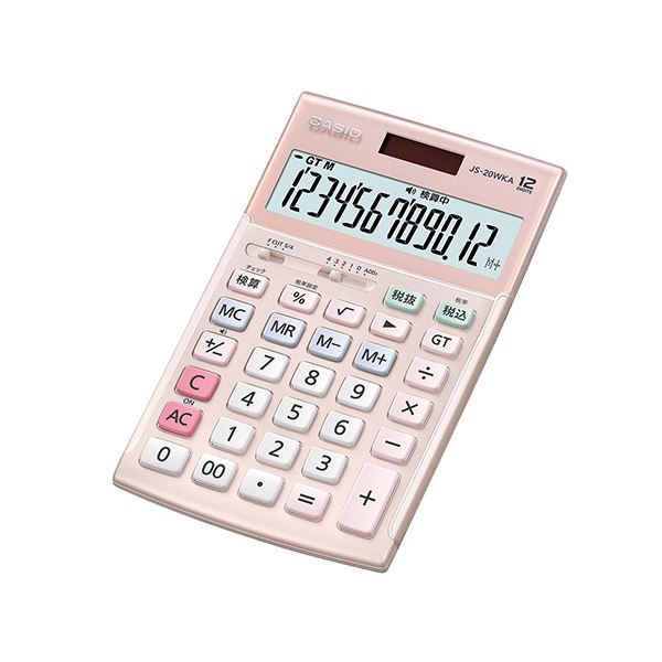 電卓 ジャストサイズ ピンク JS-20WKA-PK-N ピンクの魅力が溢れる、手に馴染むサイズの電卓 使いやすさと可愛さを兼ね備えた、ピンクワー