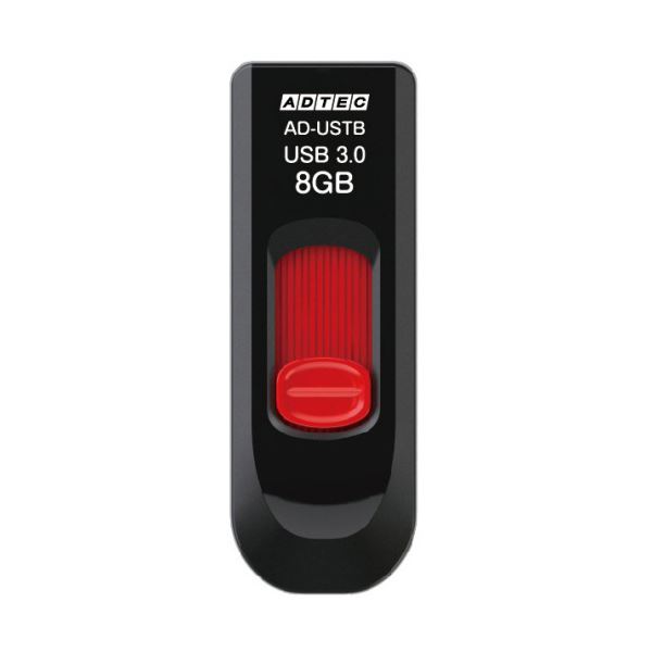 (まとめ) アドテック USB3.0スライド式フラッシュメモリ 8GB ブラック & レッド AD-USTB8G-U3R 1個 【×10セット】 黒 赤 送料無料