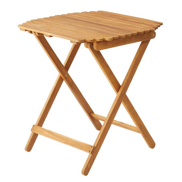 折りたたみテーブル 机 キャンプテーブル 約幅60cm ブラウン 木製 フォールディングハイテーブル 完成品 キャンプ ベランダ 茶 送料無料