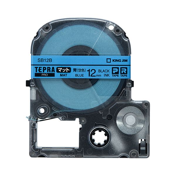 (まとめ) キングジム テプラ PRO テープカートリッジ マットラベル 12mm 青（空色）／黒文字 SB12B 1個 【×10セット】 送料無料
