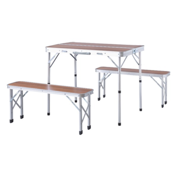 折りたたみテーブル 机 幅90cm ベンチ付き フォールディングテーブル ＆ベンチセット 組立品 キャンプ バーベキュー アウトドア 送料無料