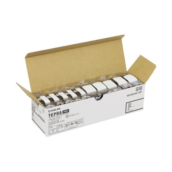キングジム テプラ PRO テープカートリッジ アソートパック 12mm・24mm 白/黒文字 SS12K24K-10P 1パック（10個：各5個） 送料無料