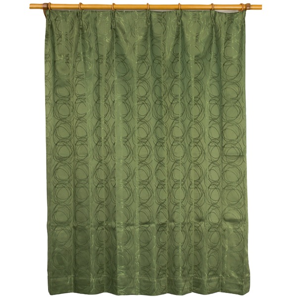 カーテン 洗える ウォッシャブル 洗える 2重加工 円柄 150×丈225cm ダークグリーン カールス 九装 緑 送料無料