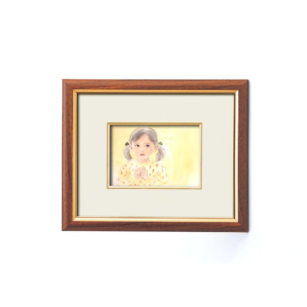 スタンド式フレーム 壁掛け可能 少女絵ハガキ 額装 ■おおた慶文 絵画額（1500） つぶらなひとみ 優美な水彩画で描かれた、心温まる少女