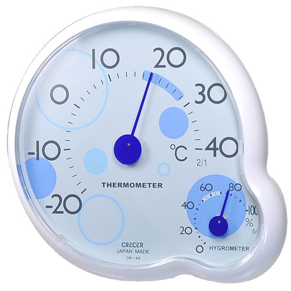 クレセル 温湿度計 ripple(リップル) 壁掛け・卓上用 ブルー CR-140B 青 ブルーの波紋が広がる、壁掛け・卓上用温湿度計 クレセルが贈る