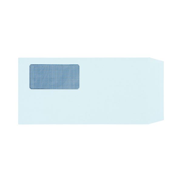 (まとめ）TANOSEE 窓付封筒 裏地紋付 ワンタッチテープ付 長3 80g/m2 ブルー 業務用パック 1箱(1000枚)【×3セット】 青 送料無料