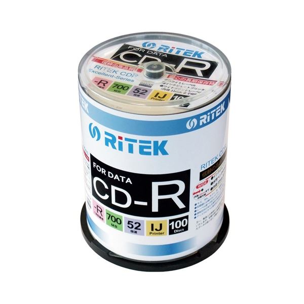 （まとめ）Ri-JAPAN データ用CD-R 100枚 CD-R700WPX100CK C【×10セット】 データ保存の頼れる相棒 高品質CD-R100枚セット データ用CD-R7